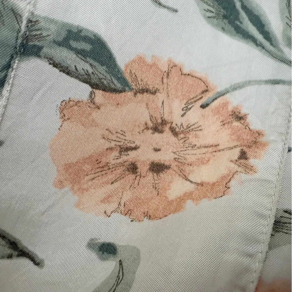 MNG Mango Peach & Green Floral Cream A-line Skirt Size 8
